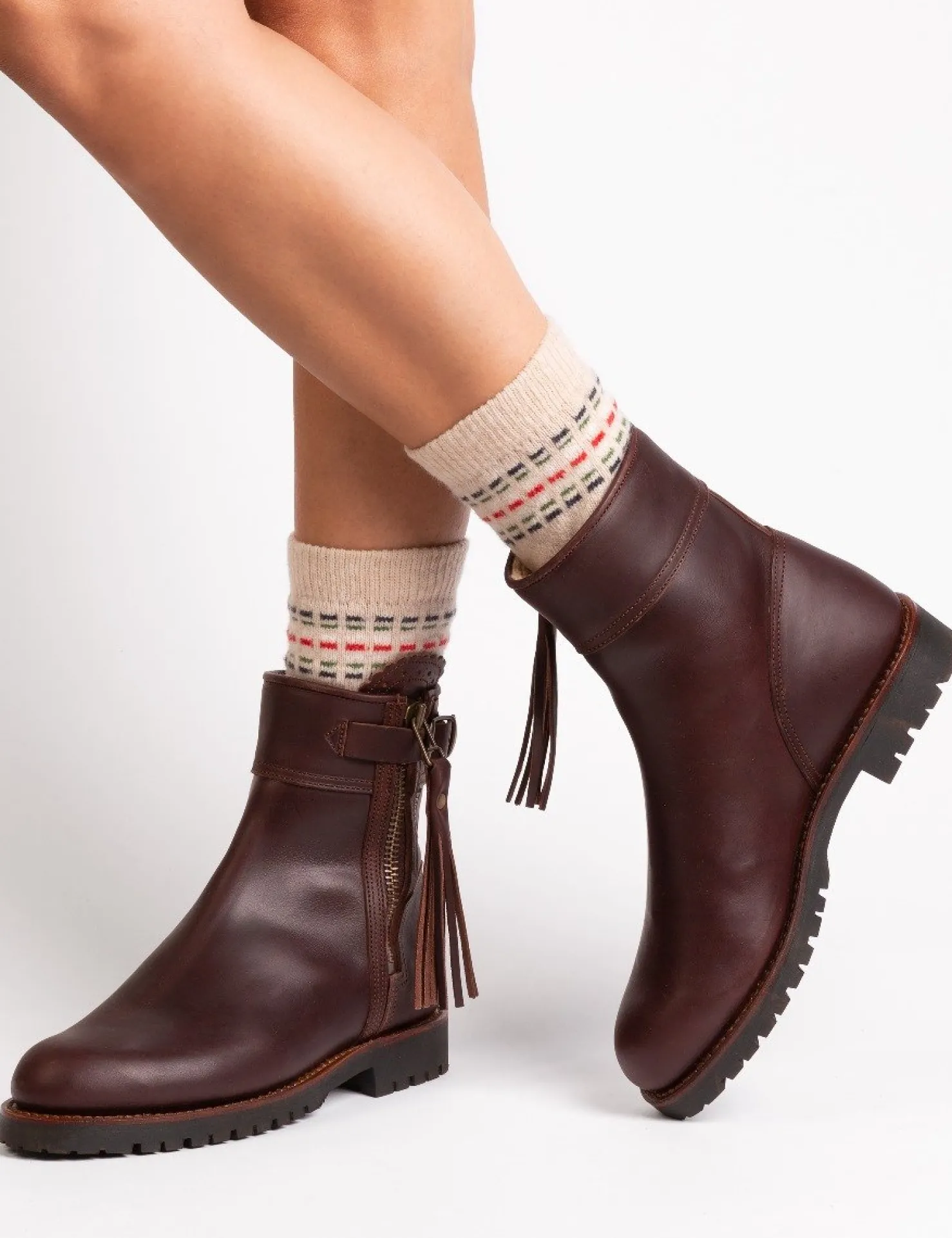 Penelope Chilvers Winter Boots | Wool & Shearling*Cropped Wool-Lined Tassel Boot