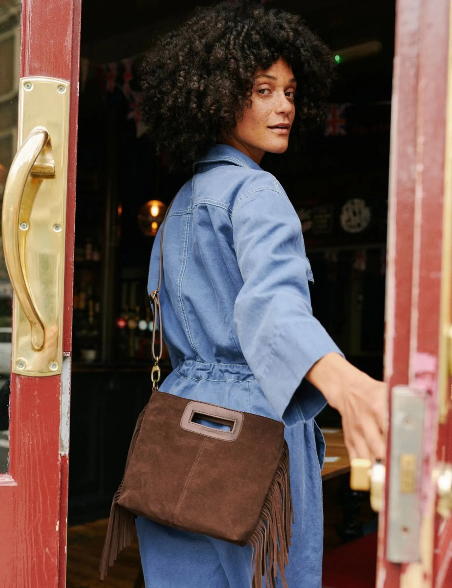 Penelope Chilvers Bags*Fringe Handy Suede Bag