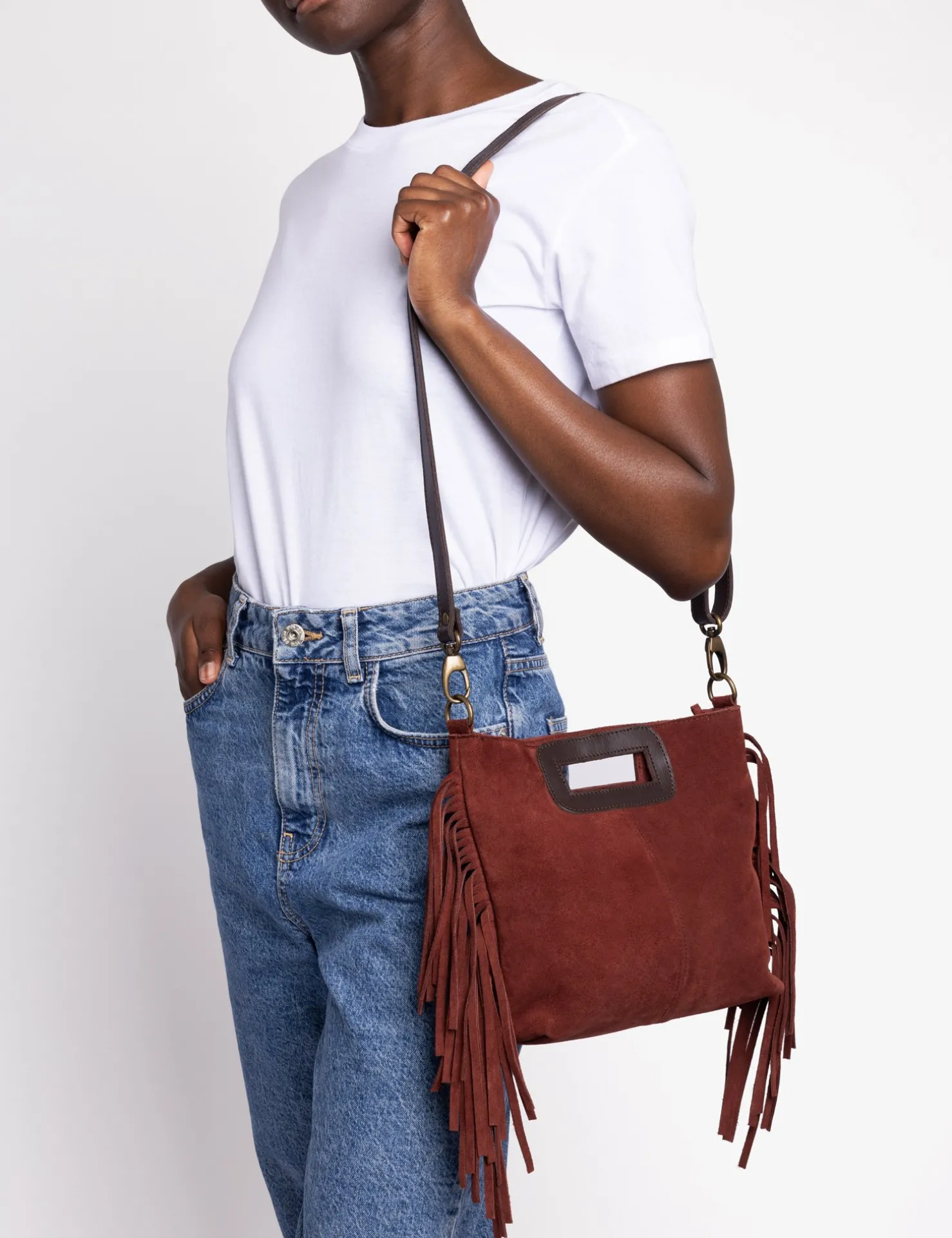 Penelope Chilvers Bags*Fringe Handy Suede Bag