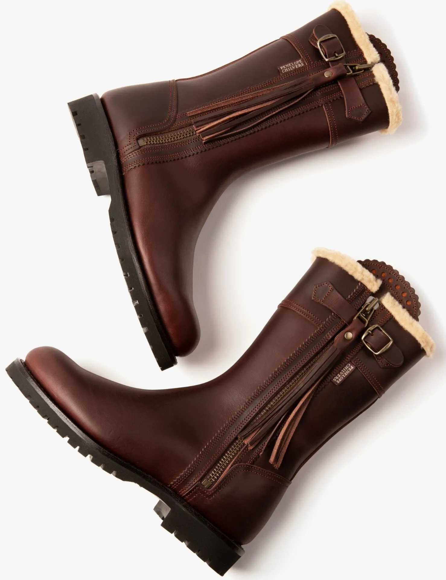 Penelope Chilvers Winter Boots | Wool & Shearling*Midcalf Lined Tassel Boot