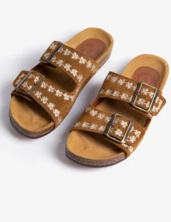 Penelope Chilvers Slides*Pool Suede Embroidery Slide
