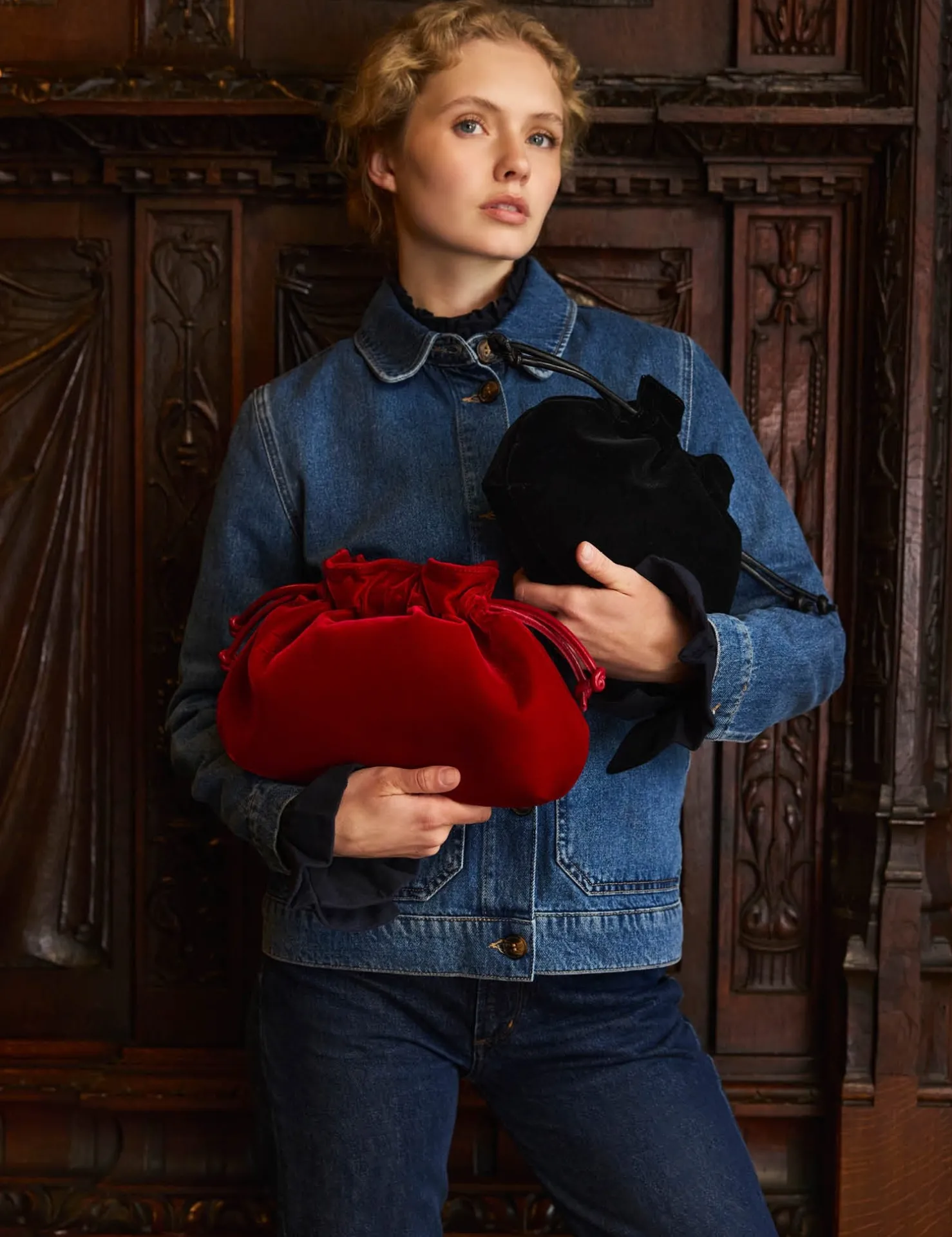 Penelope Chilvers Bags*Puffball Velvet Clutch