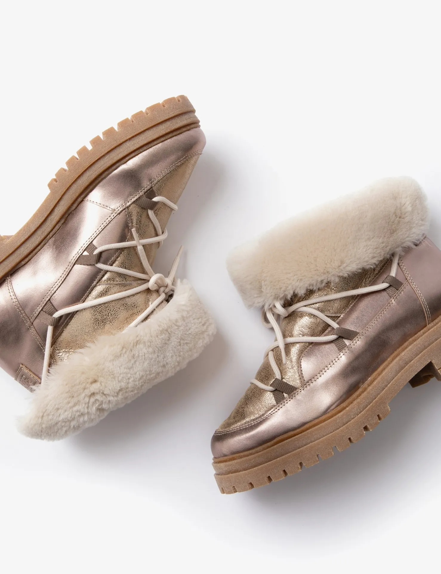 Penelope Chilvers Winter Boots | Wool & Shearling*Stornoway Metallic Shearling-Lined Boot
