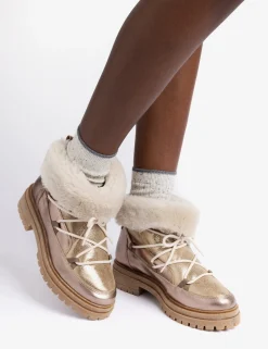 Penelope Chilvers Winter Boots | Wool & Shearling*Stornoway Metallic Shearling-Lined Boot