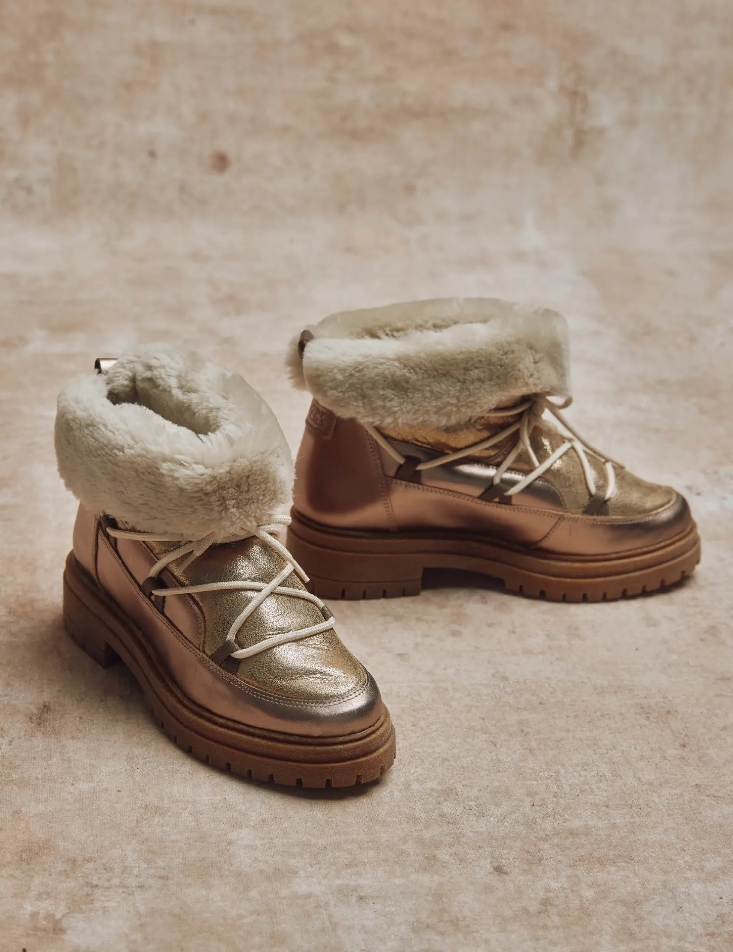 Penelope Chilvers Winter Boots | Wool & Shearling*Stornoway Metallic Shearling-Lined Boot